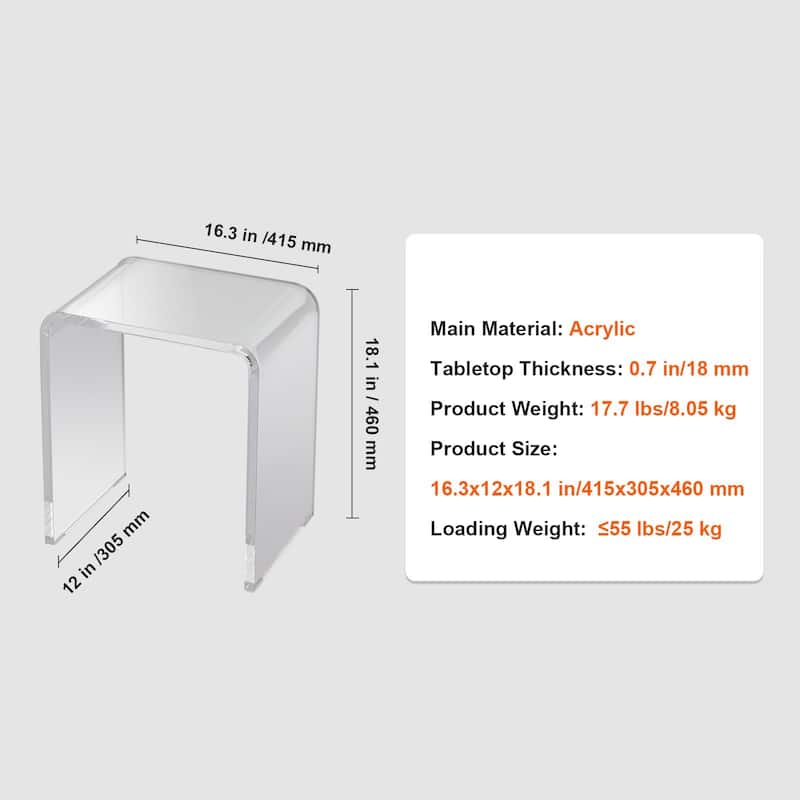 Clear Acrylic C-Shaped Lucite Side End Tables Ideal for Snack Used in Living Room or Bedroom