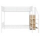 preview thumbnail 7 of 10, Versatile Design Twin over Full Metal Bunk Bed with Ladder and Wardrobe-White