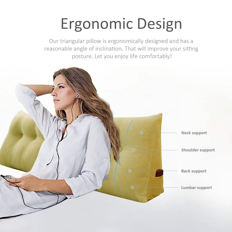 WOWMAX Large Bed Wedge Pillow Headboard Back Support Reading Cushion