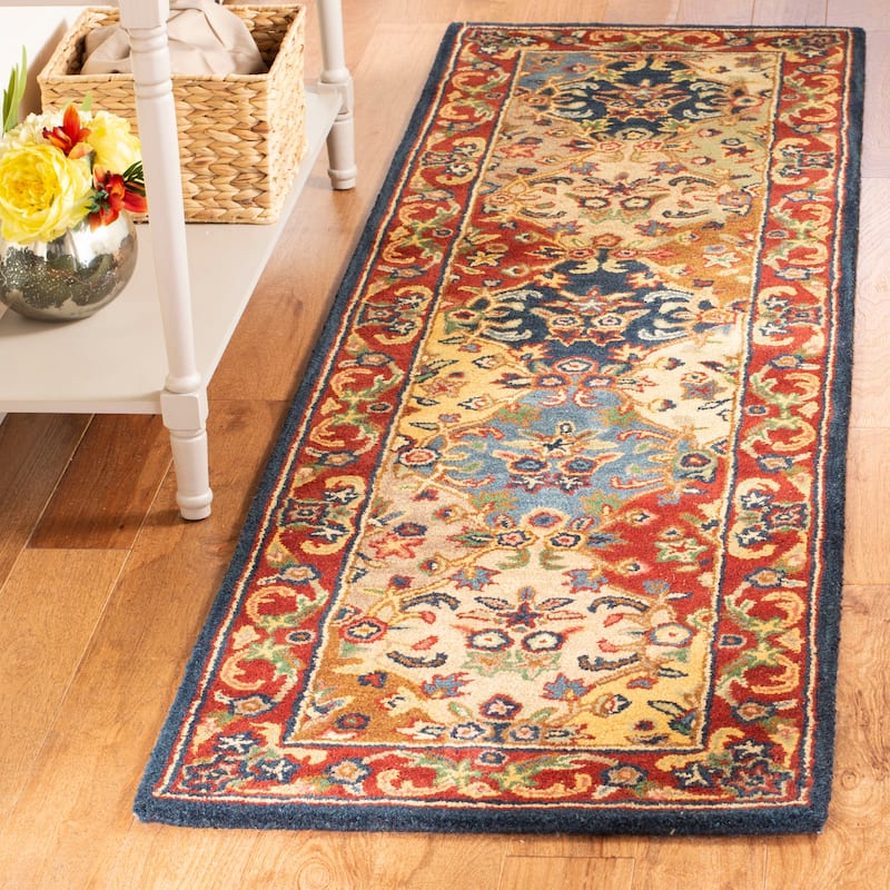 SAFAVIEH Handmade Heritage Reptilian Traditional Oriental Wool Rug - 2'3" x 20' Runner - Multi/Burgundy