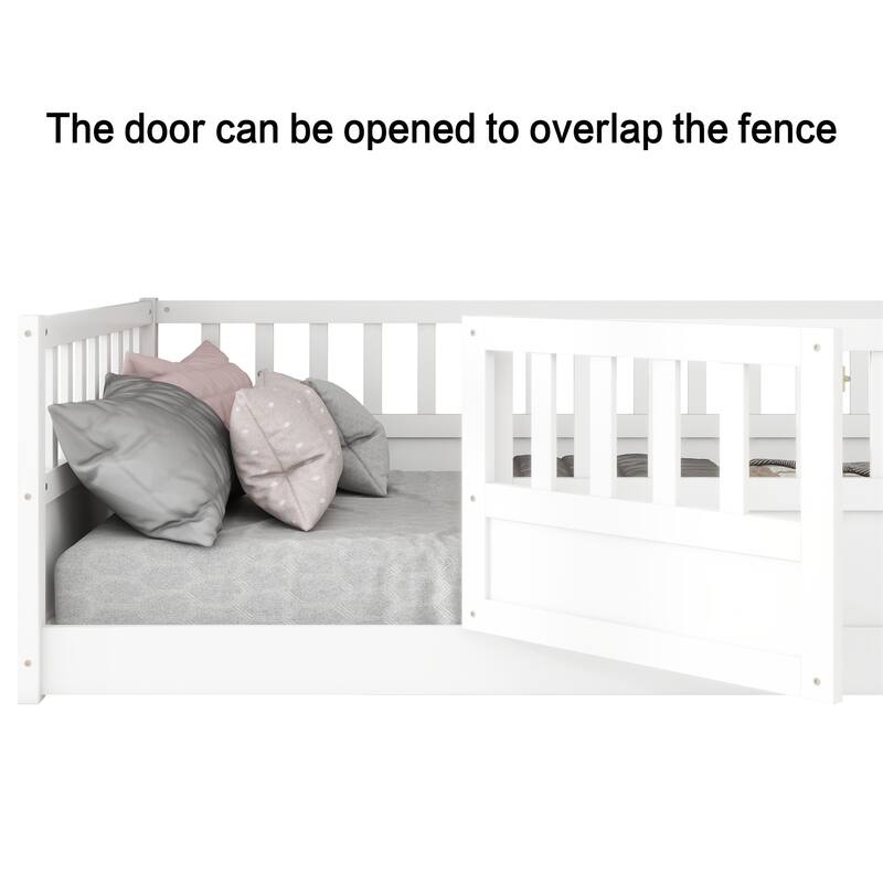Twin Size Floor Bed with Support slat and High Security Barrier