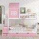 preview thumbnail 2 of 7, Full over Full Bunk Bed with Twin Size Trundle,Farmhouse Bed with Drawer and Storage Box,Housebed