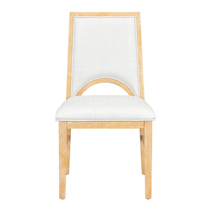 Solid Wood Extendable Round Dining Table Set for 4, Kitchen Table with Removable Leaf & Upholstered Chairs