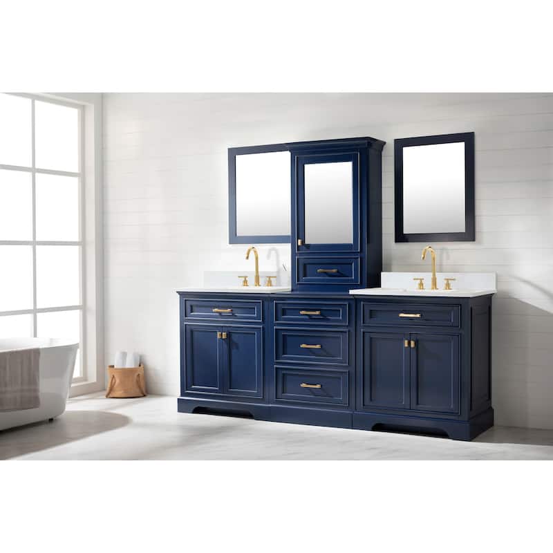 Milano 96" Double Sink Bathroom Vanity Modular Set in Blue