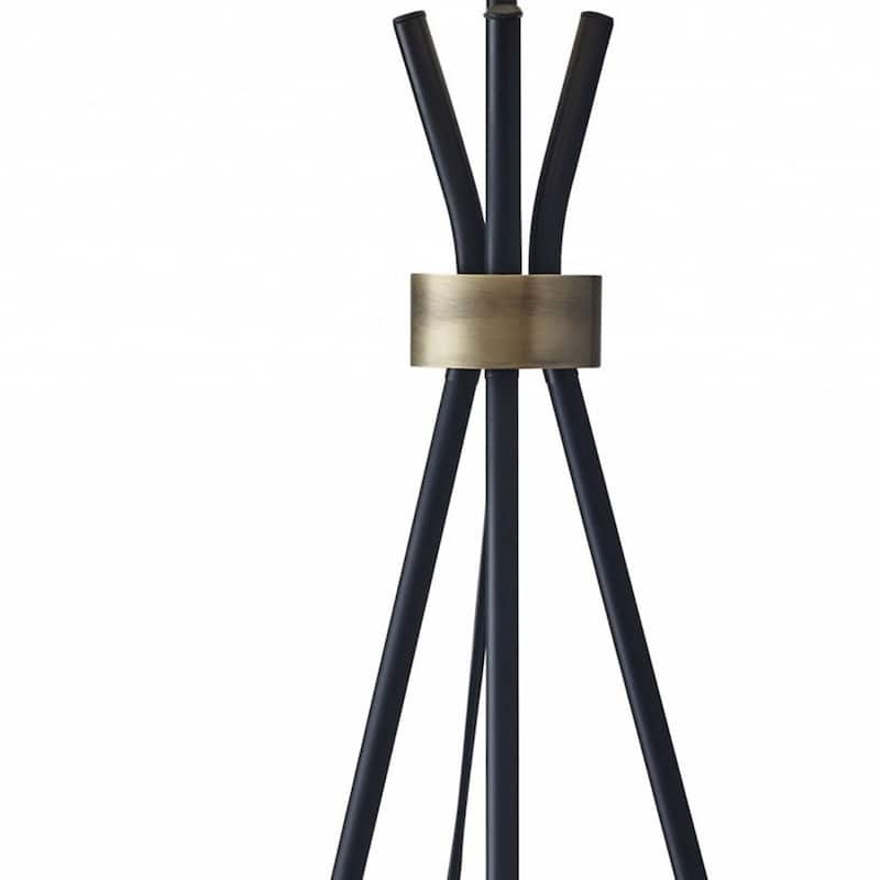 Black Metal Tripod Floor Lamp with White Fabric Empire Shade and Rotary Switch - 21.5” x 21.5” x 60” (D x W x H)