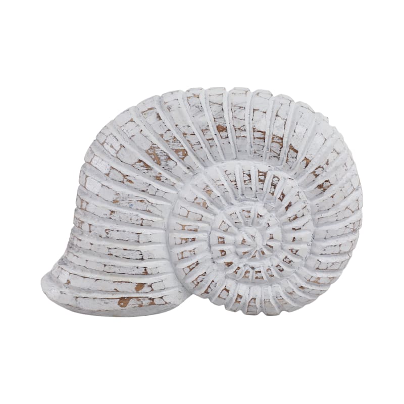 Handcrafted Wooden Nautical Shell Figurine Coastal-Inspired Details - 10" x 3" x 7"