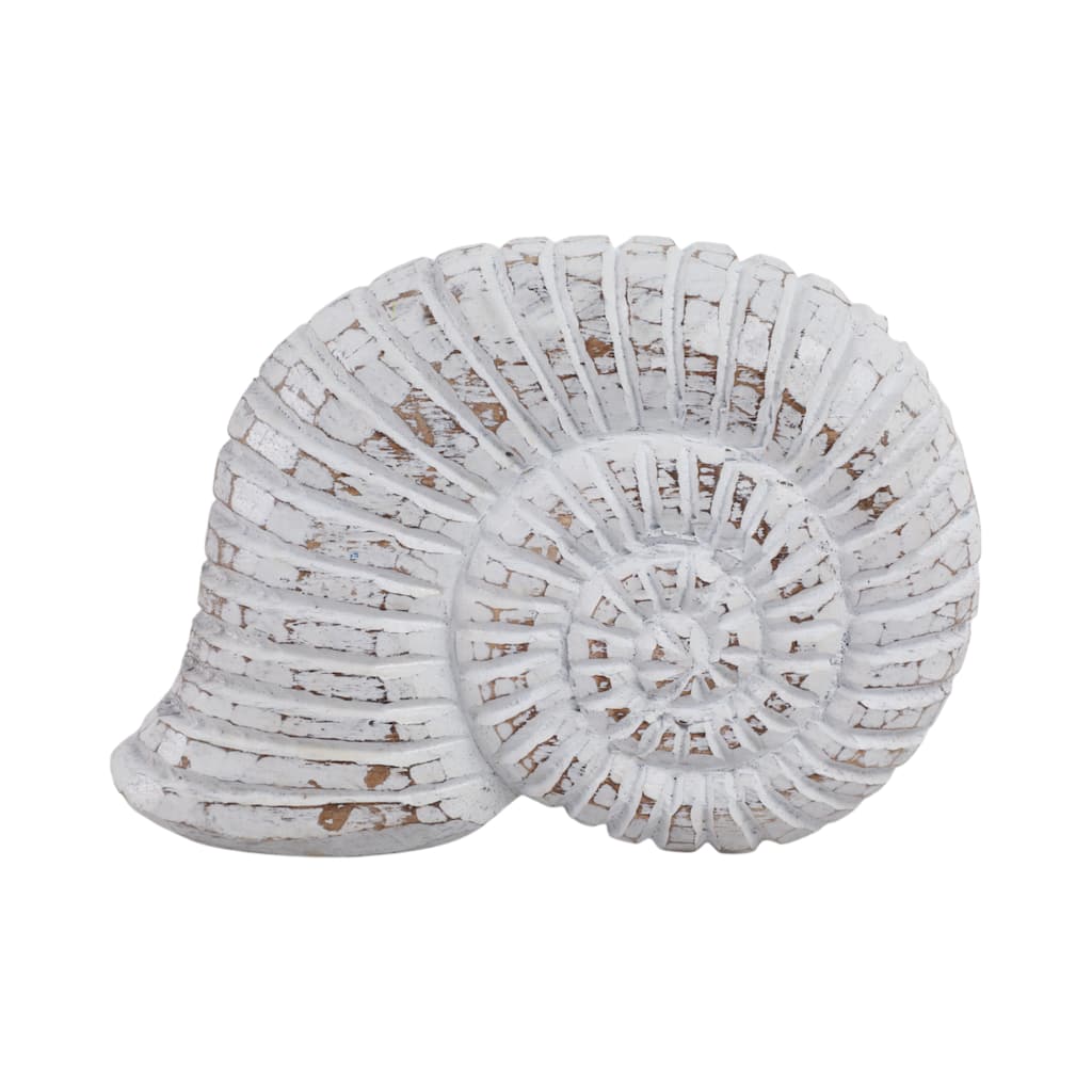 Handcrafted Wooden Nautical Shell Figurine Coastal-Inspired Details