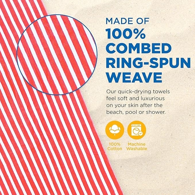 Kaufman Striped Beach Towel - Soft, Absorbent & Colorful Pool Towel for Summer-image