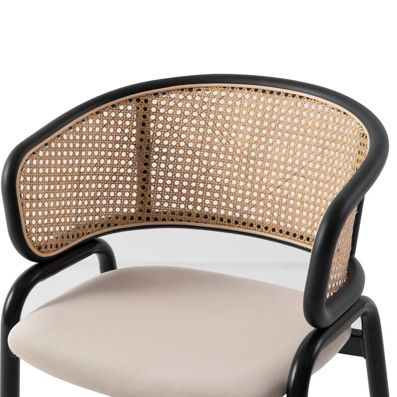 Ervilla Modern Wicker Back Dining Chair with Upholstered Velvet Seat Armchair for Dining Room and Kitchen, Set of 4 - 29.9"