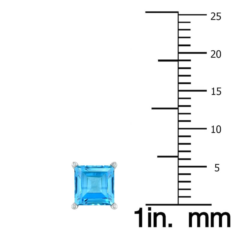 Marquee 14K White Gold 5MM Square Blue Topaz Earrings