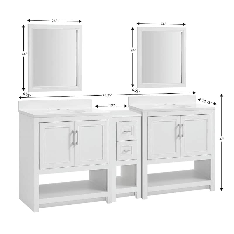 Blakely Double Vanity with Mirror and 12-inch Cabinet
