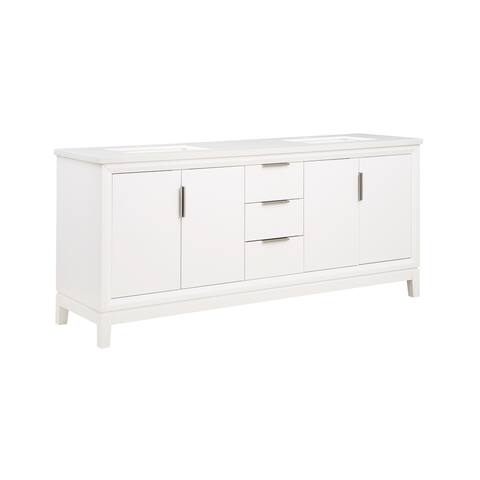 Valencia 72 in solid wood double sink Free-standing vanity with Quartz Countertop and ceramic sink
