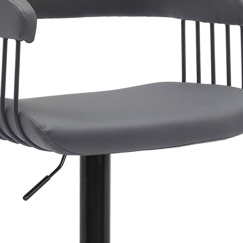 Adjustable Faux Leather Swivel Bar Chair with Footrest and Armrests - 20” x 18” x 44”