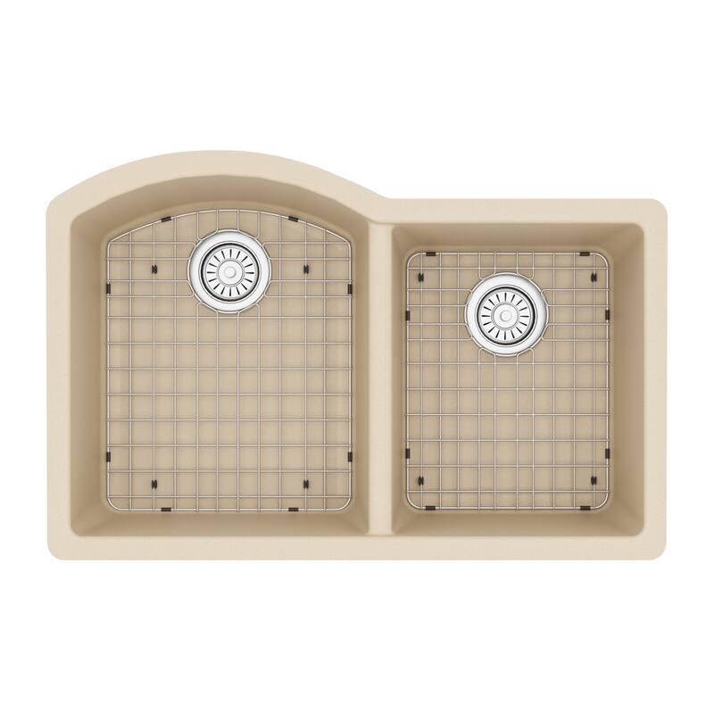 Karran Undermount Quartz 32 in. 60/40 Double Bowl Kitchen Sink Kit