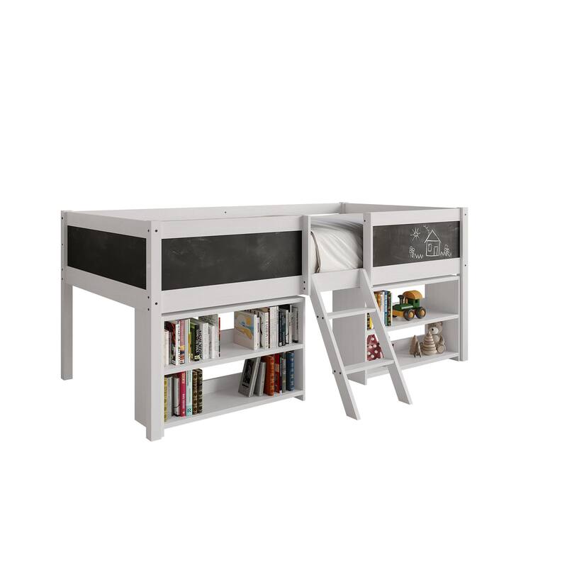 CraftPorch Modern Twin Loft Bed with Storage Rack