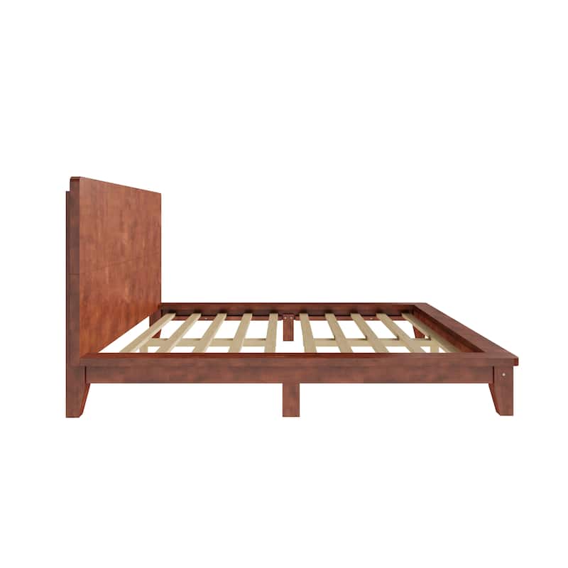 Minimalist Wood Platform Bed Frame with Headboard by Harper&Bright Designs