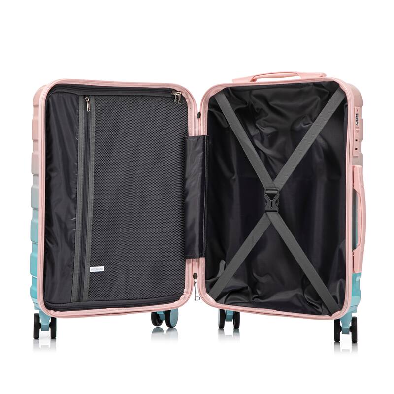 14In 20In 2 pcs in PC Spinner Wheel Luggage, Carry on Suitcase, With Gradient Color and Combination Lock
