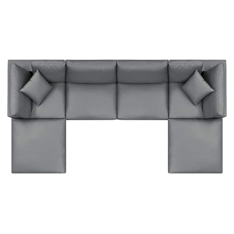 Commix Down Filled Overstuffed Vegan Leather 6-Piece Sectional Sofa