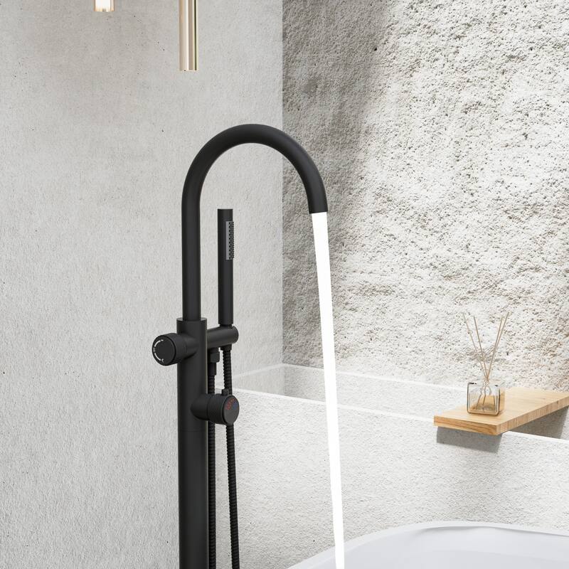 Modland 46'' Outdoor Shower System 316 Stainless Steel Thermostatic Freestanding Poolside Faucet with Swivel Spout - 46'' H