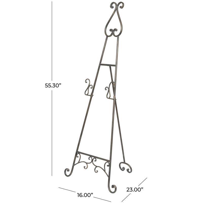 Metal Scroll Adjustable 2 Tier Display Easel with Chain Support - Bronze - Roche River Decor