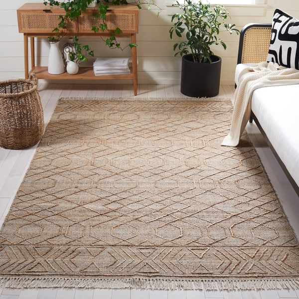 SAFAVIEH Handmade Natural Fiber Sabah Boho Jute Fringe Rug On Sale