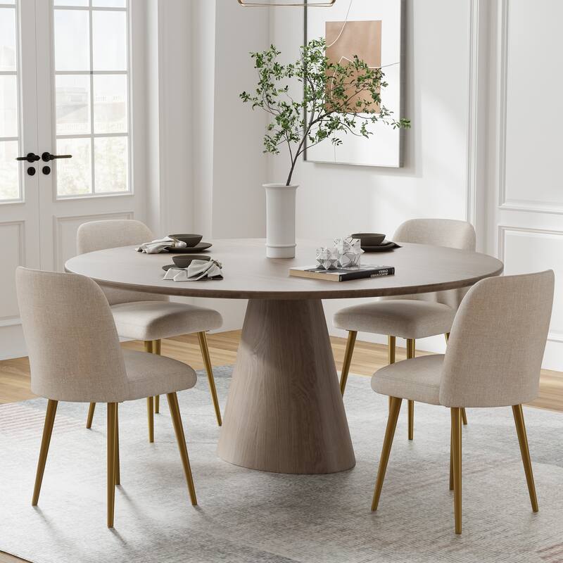 2Pcs Upholstered Dining Chairs Modern Fabric Kitchen Chairs with Padded Seat & Sturdy Metal Legs Side Chairs