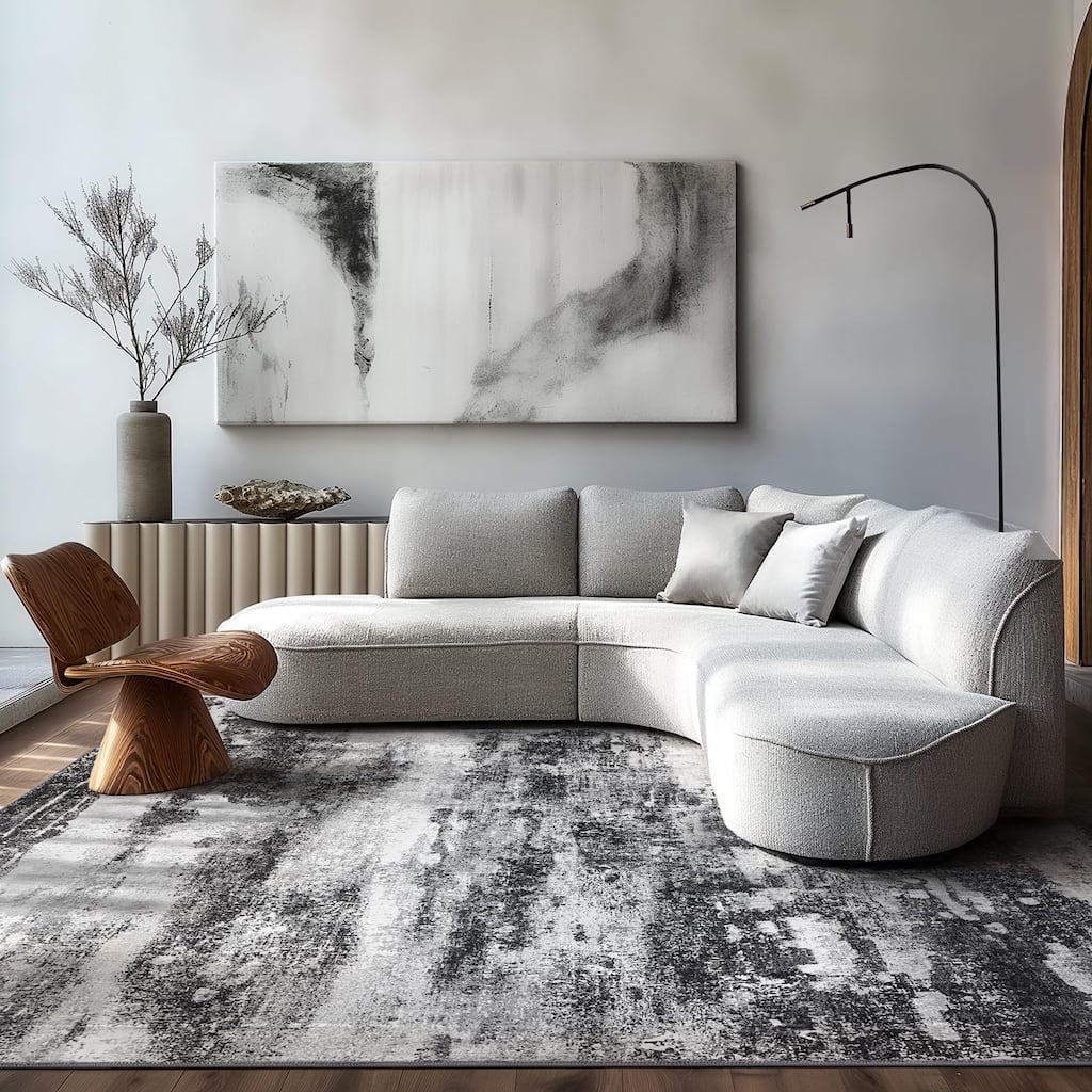 Mcow Modern Abstract Dark Soft Polyester Area Rug