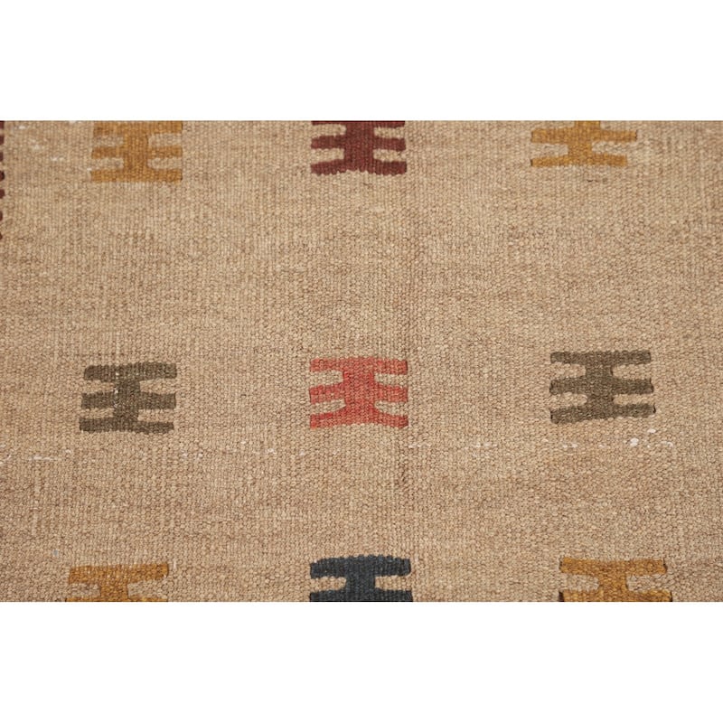 Reversible Kilim Persian Foyer Rug Hand-Woven Wool Carpet - 2'9"x 6'3"