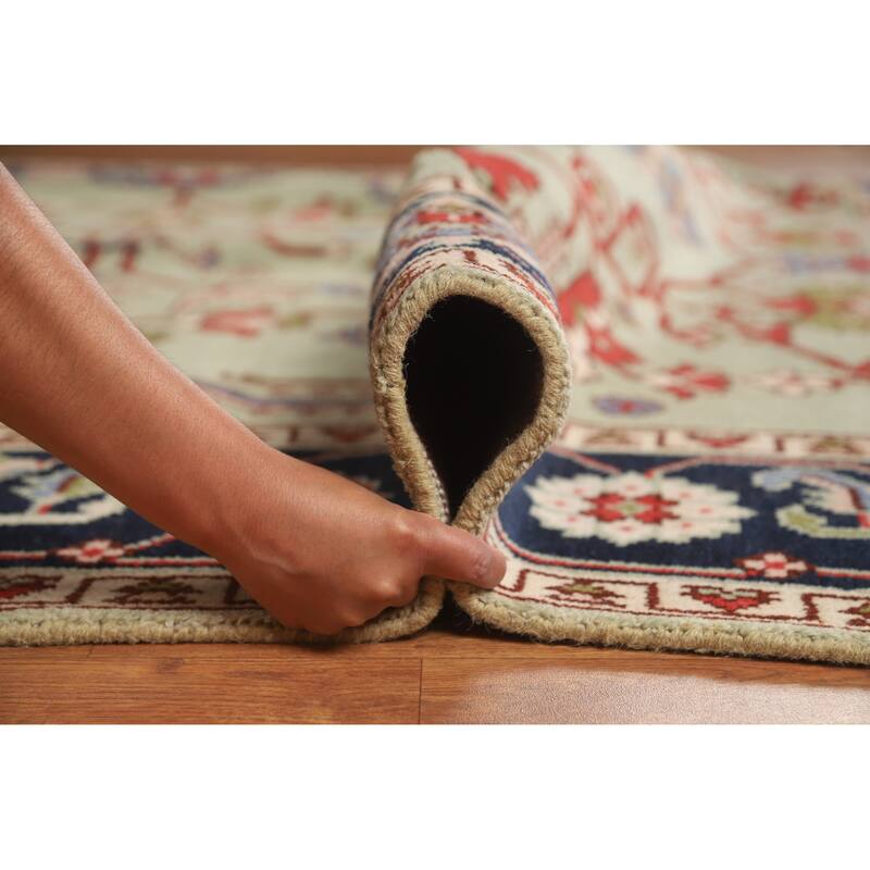 Hand Knotted Oriental 100% Wool Carpet Traditional Geometric Green Heriz (serapi) Area Rug - 9' 9'' X 7' 11''