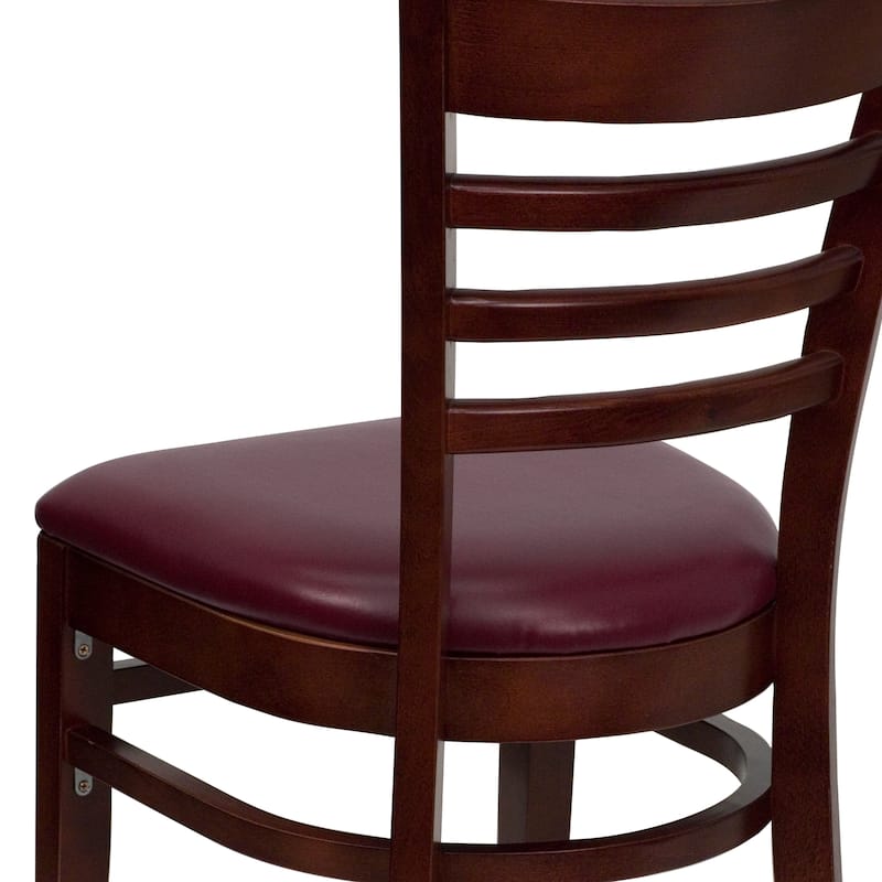 Ladder Back Wooden Restaurant Chair - 17.5"W x 20"D x 33.75"H