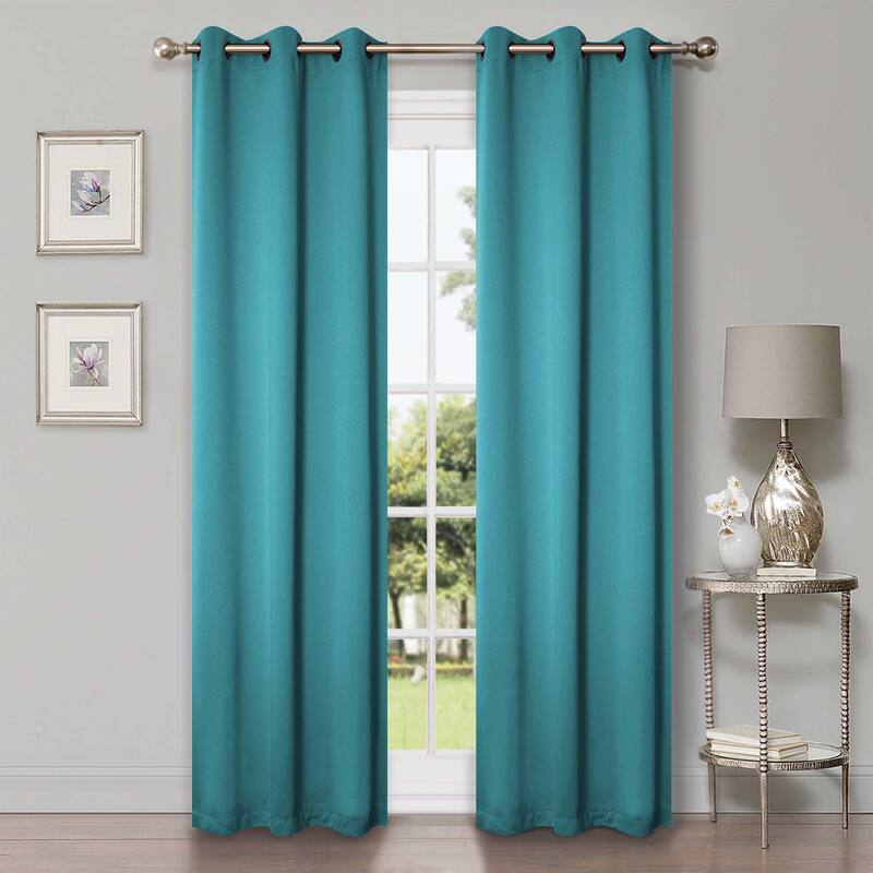Superior Solid Machine Washable Room Darkening Grommet Curtains, Set of 2