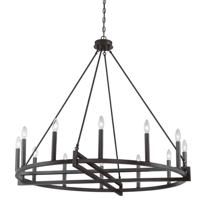 Acroma 12 Light 41In Modern Farmhouse Wagon Wheel Chandelier-UL Certified