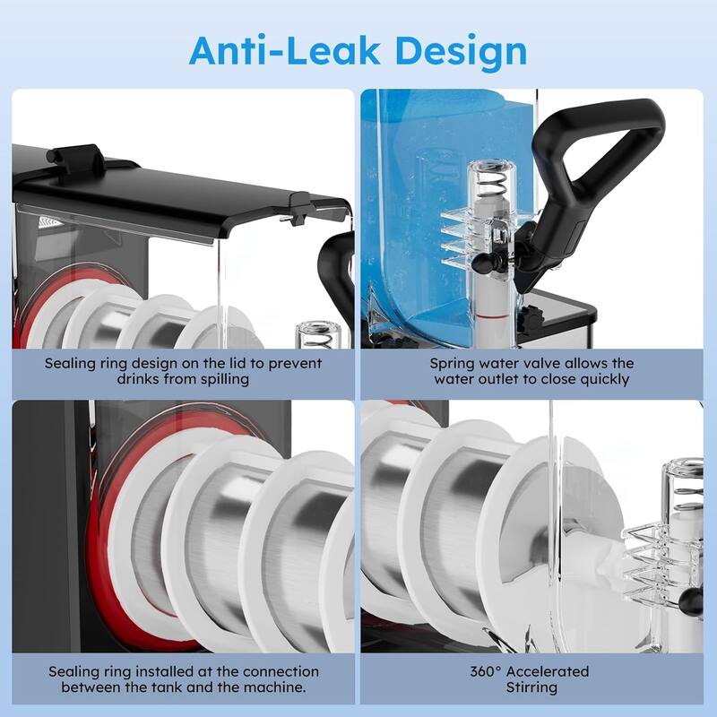 Commercial Slushy Machine, 3LTank, Self-Cleaning, for Frozen Drinks, Snow Melting