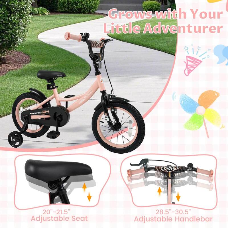 Costway 14" Kids Bike with Removable Training Wheels Adjustable Seat & - See Details