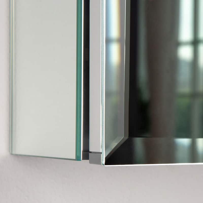 36-in W Modern Three-Door Aluminum Wall Mount Bathroom Mirror Medicine Cabinet - 36-in W x 5-in D x 26-in H