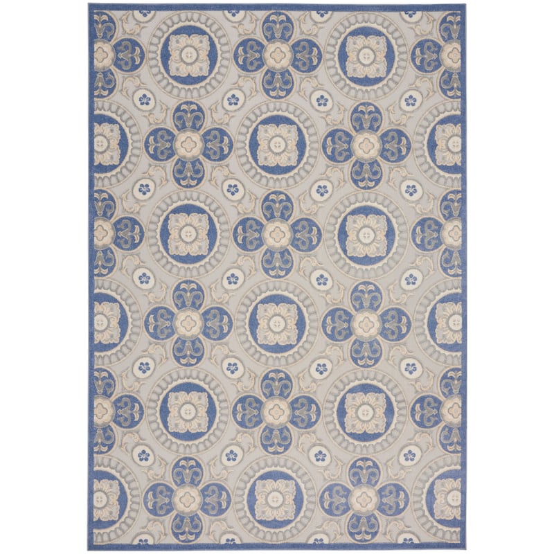 Nourison Aloha Indoor/outdoor Geometric Area Rug - 9' x 12' - Blue/Grey