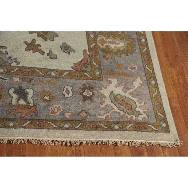 Oushak Indian Area Rug Hand-Knotted Transitional Wool Carpet - 8'1" x 9'11"