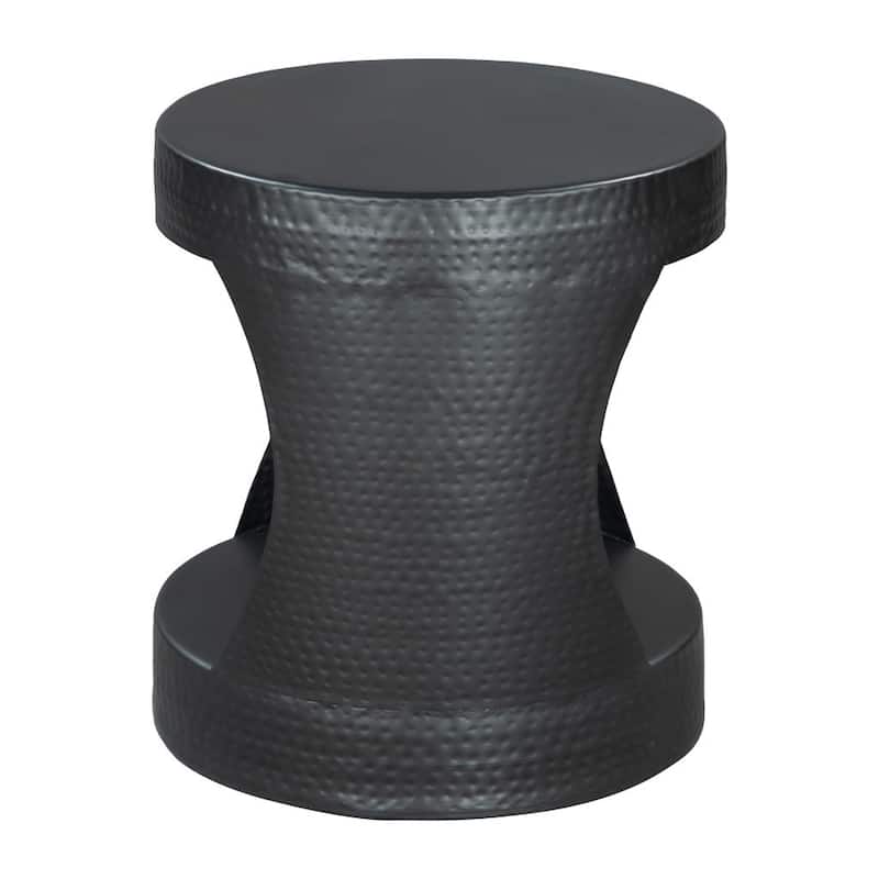 HomeRoots 20" Black Iron Round Floor Shelf End Table - 19' X '20.3' X '19