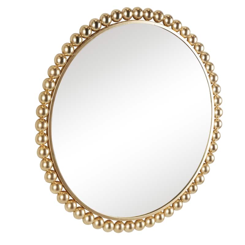 Metal Wall Mirror with Bead Detailing - Gold or Silver - CosmoLiving by Cosmopolitan