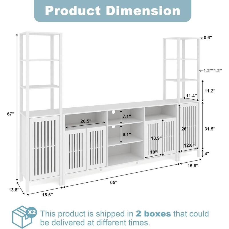 70 Inch TV Stand Entertainment Center with Storage System