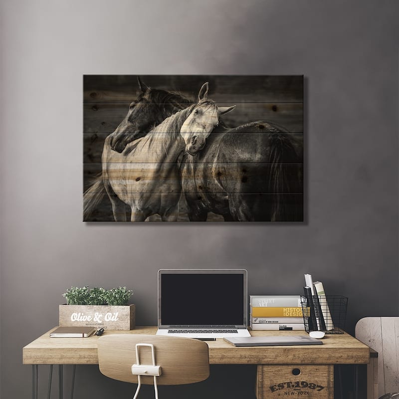 Warm Rain Print On Wood by Niko Chapa - Multi-Color