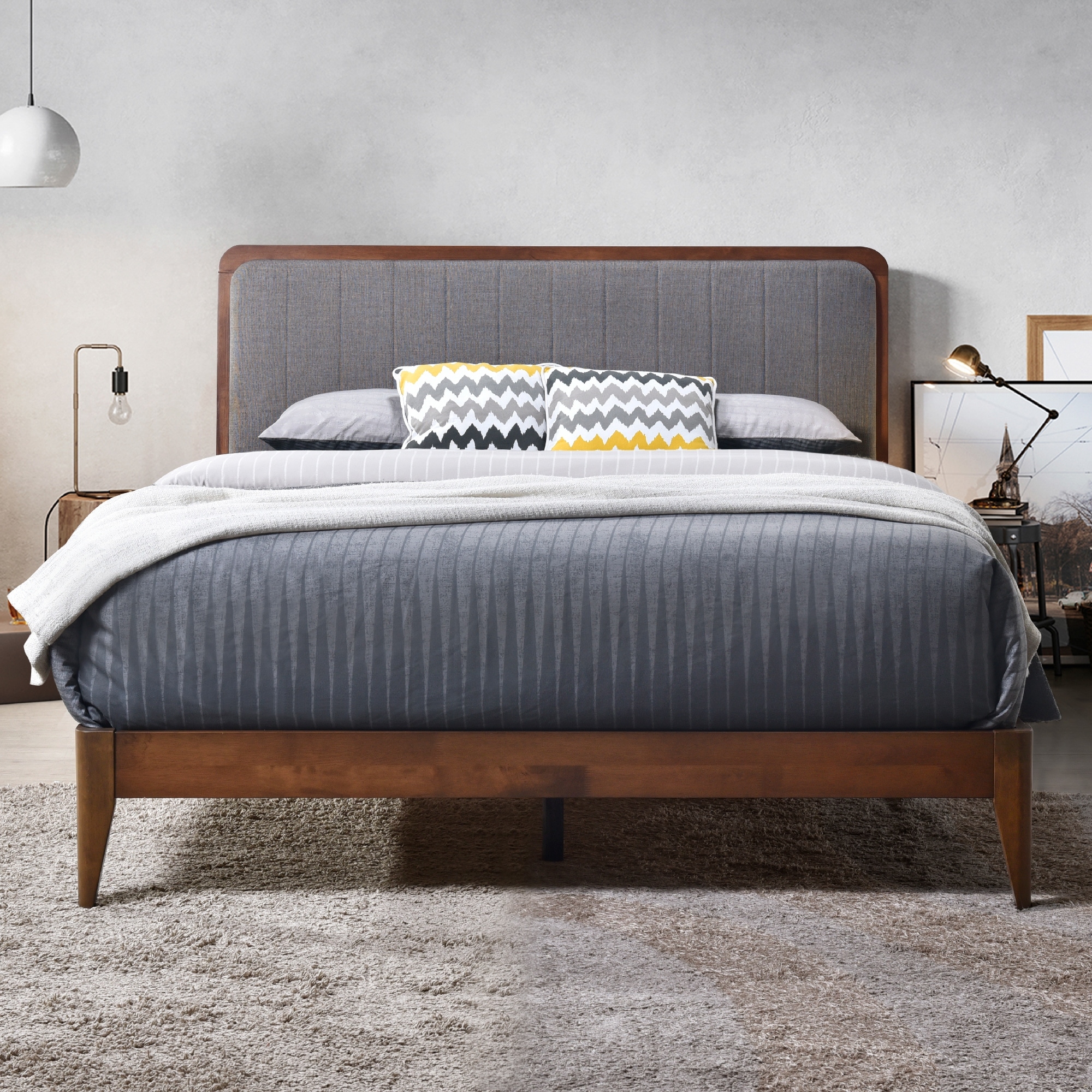 Grey tufted bed frame sale