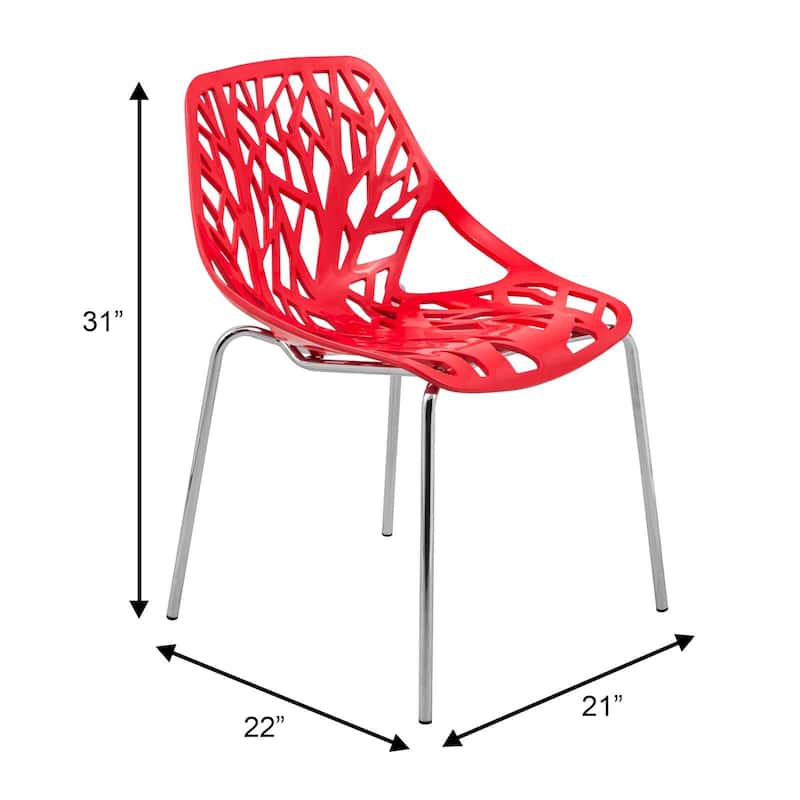 Asbury Modern Stackable Dining Chair with Chrome Stainless Steel Legs Side Chair for Indoor and Outdoor (Set of 4)