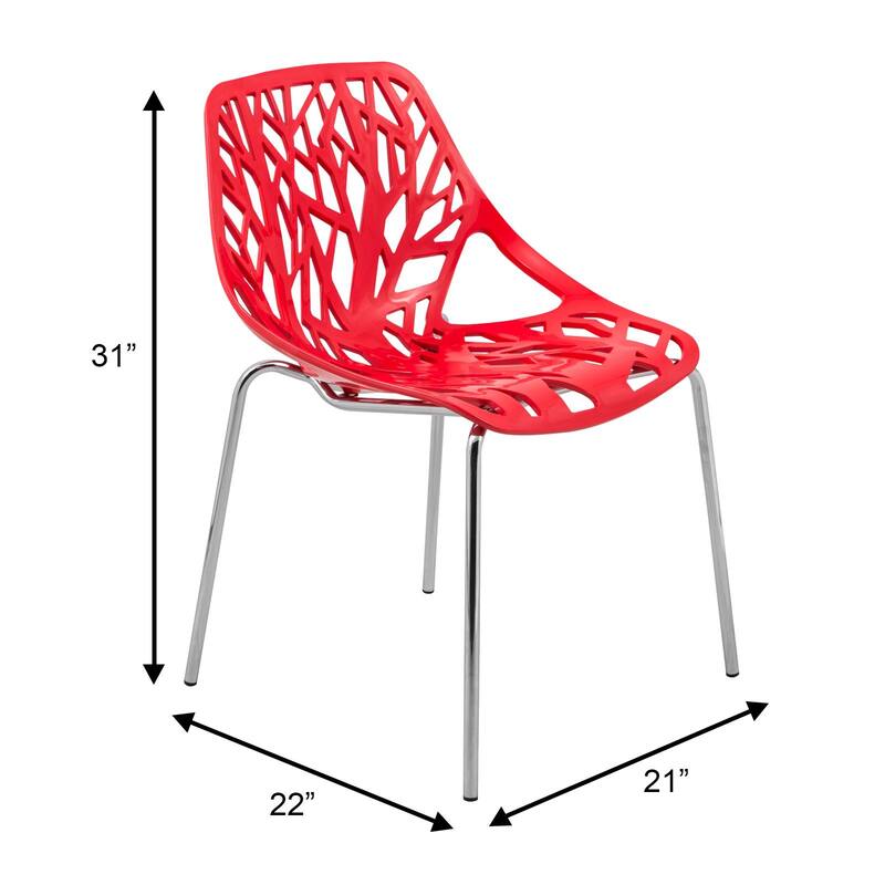 Asbury Stackable Dining Chair with Chrome Legs Side Chair with Modern Cut-Out Design Backrest