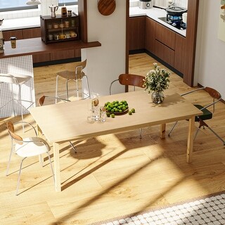 Solid Wood Dining Table, Natural Oak Finish Kitchen Table with ...