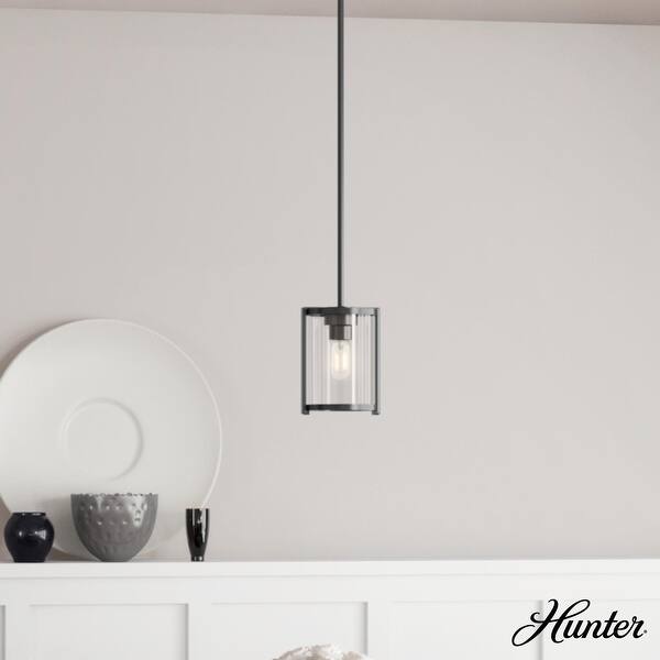 slide 2 of 13, Hunter Astwood 1 Light Mini Pendant, Kitchen Island, Dining Room Table - Transitional, Art-Deco, Contemporary, Caged Matte Black