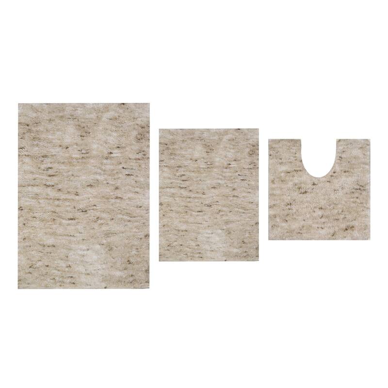 Home Weavers Cloud Comfort 100% Microfiber Bathroom Rug, Non Slip Bath Mat Water Absorbent Soft Microfiber Shaggy Mat - 3 PC Set