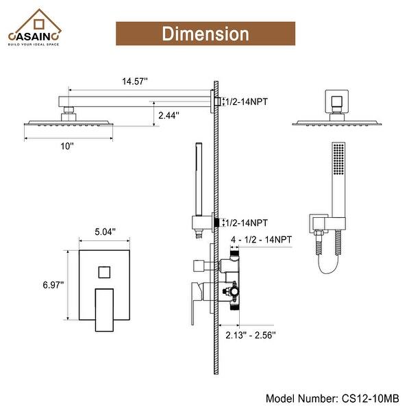 2-Function 10-In Wall Mounted Shower System - Bed Bath & Beyond - 37216053