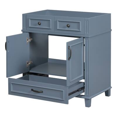 Stylish Retro Bathroom Vanity with Unique Groove Pattern, Durable MDF & Wood Construction - 29.37in L