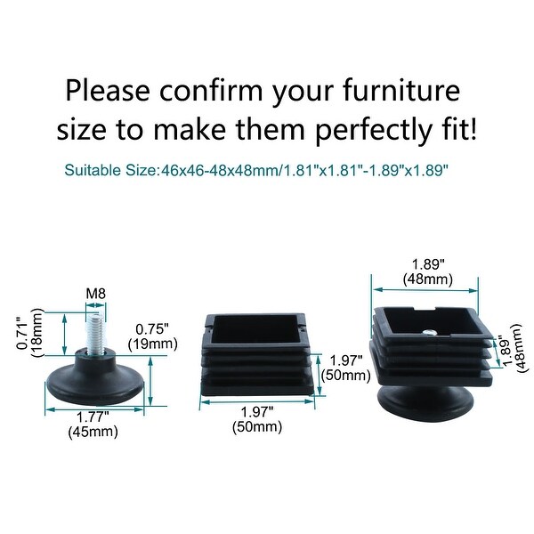 Square tube chair store glides